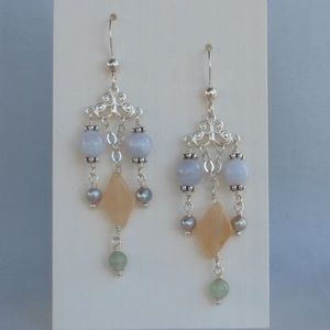 Handmade sterling silver multi-stone earrings